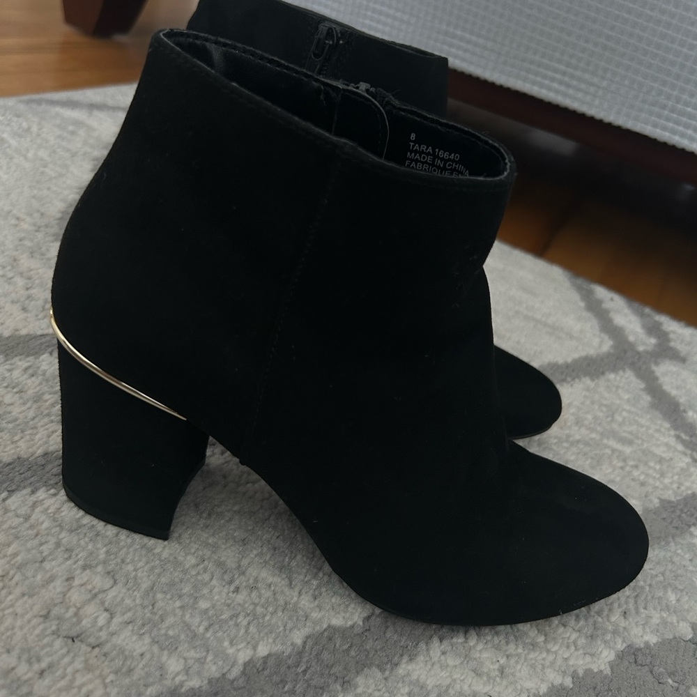 Sears heeled booties, black, size 8.